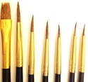Paint Brush Set - 7pc Round & Flat Synthetic Hair Brushes