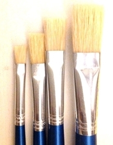 Paint Brush Set - 4pc Flat Synthetic Hair Brushes