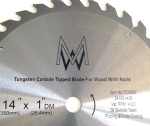 Saw Blade Circular Carbide TC436N 14in 36T for table chop miter ...