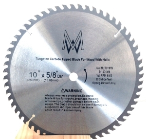 Saw Blade Circular Carbide TC168N 10" 60T for table chop miter & skilsaw full view
