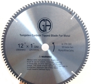 Circular Saw Blade Carbide 12" 100T for STEEL. Suitable for a circular saw, table saw, chopsaw, miter saw, skilsaw-full view