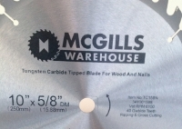 Saw Blade Circular Carbide TC158N 10" 40T for table chop miter & skilsaw center view