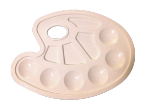 Picture of ART115  plastic oval palette with 6 wells, white, 9x7  
