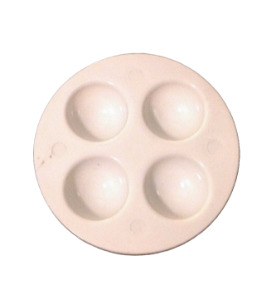 Picture of ART122  white plastic circular palette with 4 wells 4in 