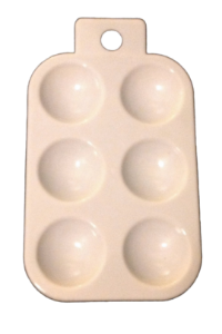 Picture of ART123  rectangular white plastic palette with 6 wells 6x4 